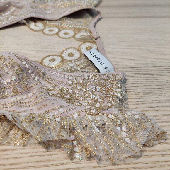 Hello Molly Match Me Dress Size M Pale Pink Wedding Dance Sparkly Fairy Romantic - Picture 8 of 16